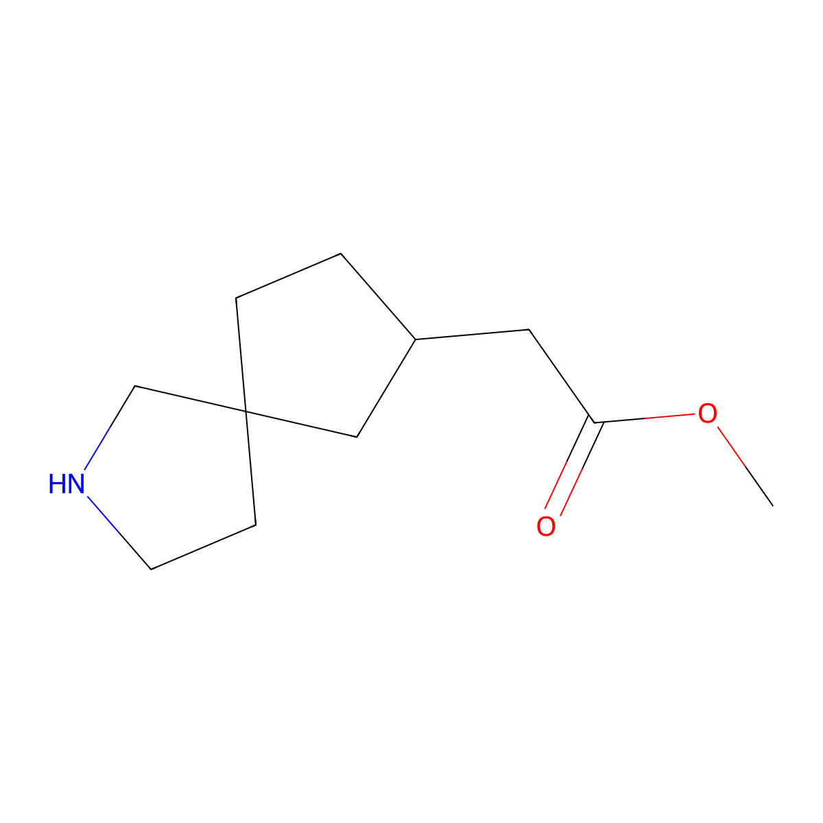 Methyl 2-{2-azaspiro[4.4]nonan-7-yl}acetate molecular structure, CAS 2770359-27-6