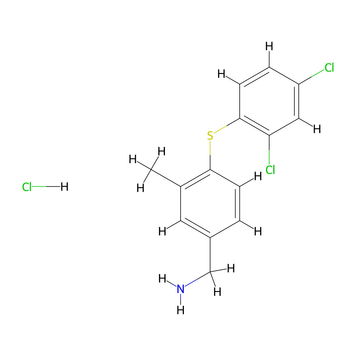1-{4-[(2,4-Dichlorophenyl)sulfanyl]-3-methylphenyl}methanaminehydrochloride molecular structure, CAS 2770359-32-3