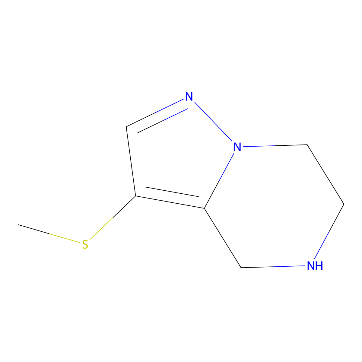 3-(methylsulfanyl)-4H,5H,6H,7H-pyrazolo[1,5-a]pyrazine molecular structure, CAS 2770359-34-5