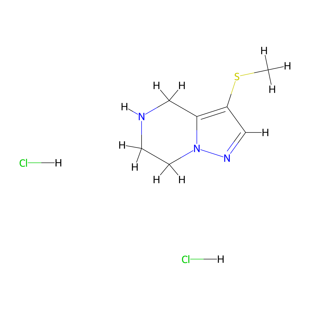 3-(methylsulfanyl)-4H,5H,6H,7H-pyrazolo[1,5-a]pyrazinedihydrochloride molecular structure, CAS 2770359-35-6