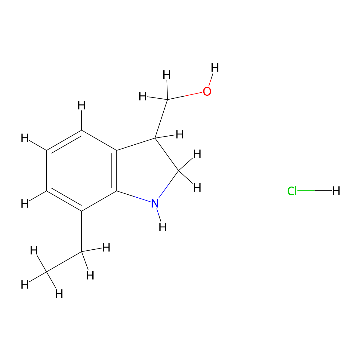 (7-ethyl-2,3-dihydro-1H-indol-3-yl)methanolhydrochloride molecular structure, CAS 2770359-36-7