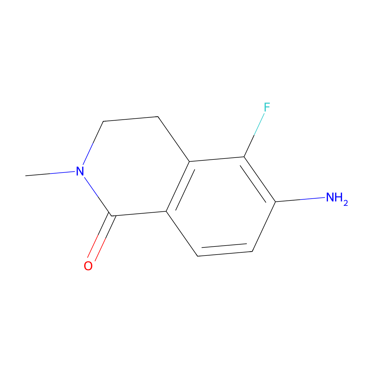 6-Amino-5-fluoro-2-methyl-1,2,3,4-tetrahydroisoquinolin-1-one molecular structure, CAS 2770359-47-0