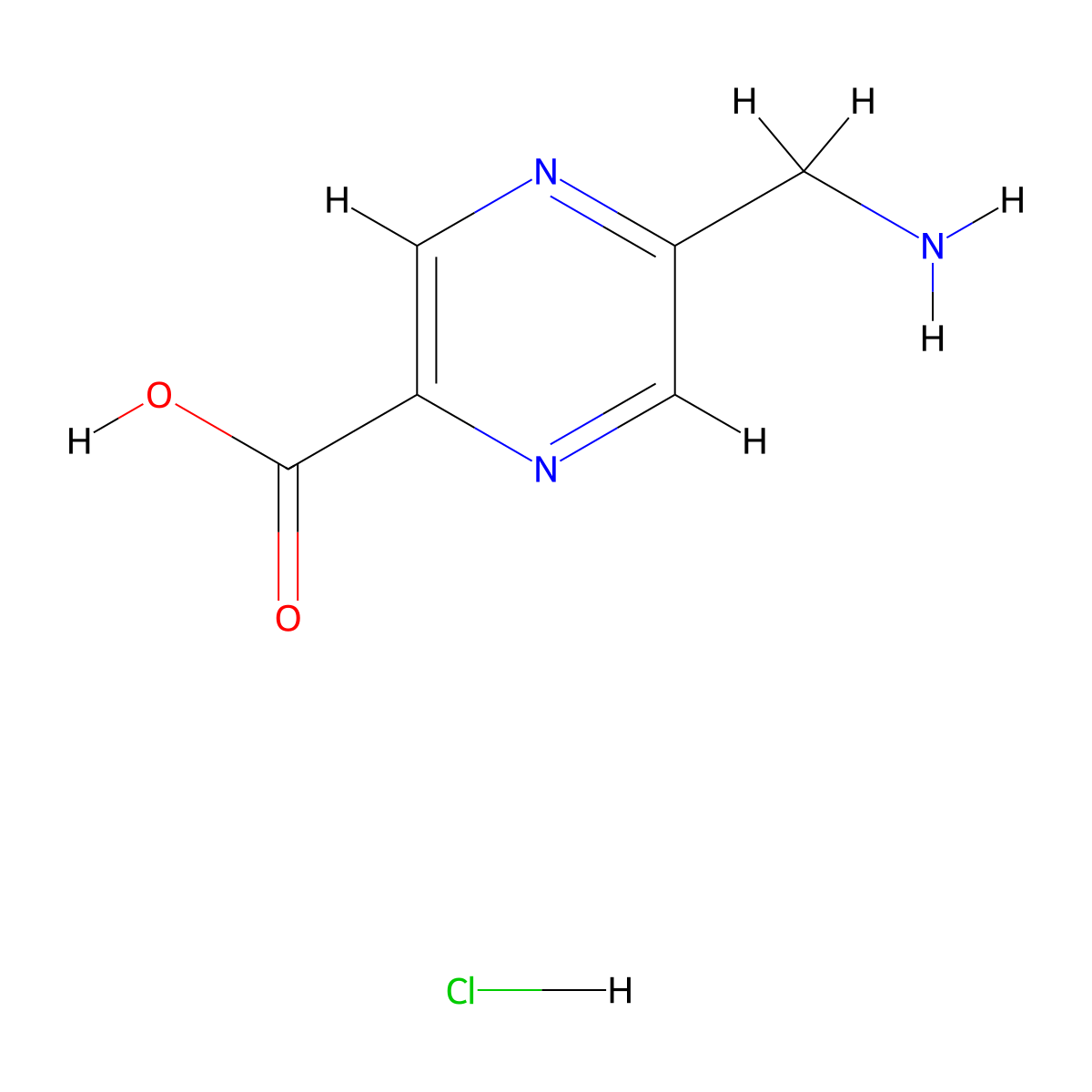 5-(Aminomethyl)pyrazine-2-carboxylic acid hydrochloride molecular structure, CAS 2770359-48-1