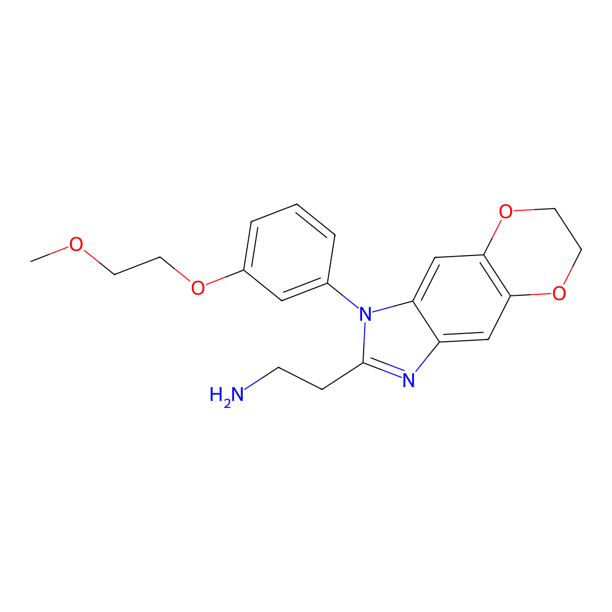 2-{6-[3-(2-Methoxyethoxy)phenyl]-10,13-dioxa-4,6-diazatricyclo[7.4.0.0,3,7]trideca-1(9),2,4,7-tetraen-5-yl}ethan-1-amine molecular structure, CAS 2770359-49-2