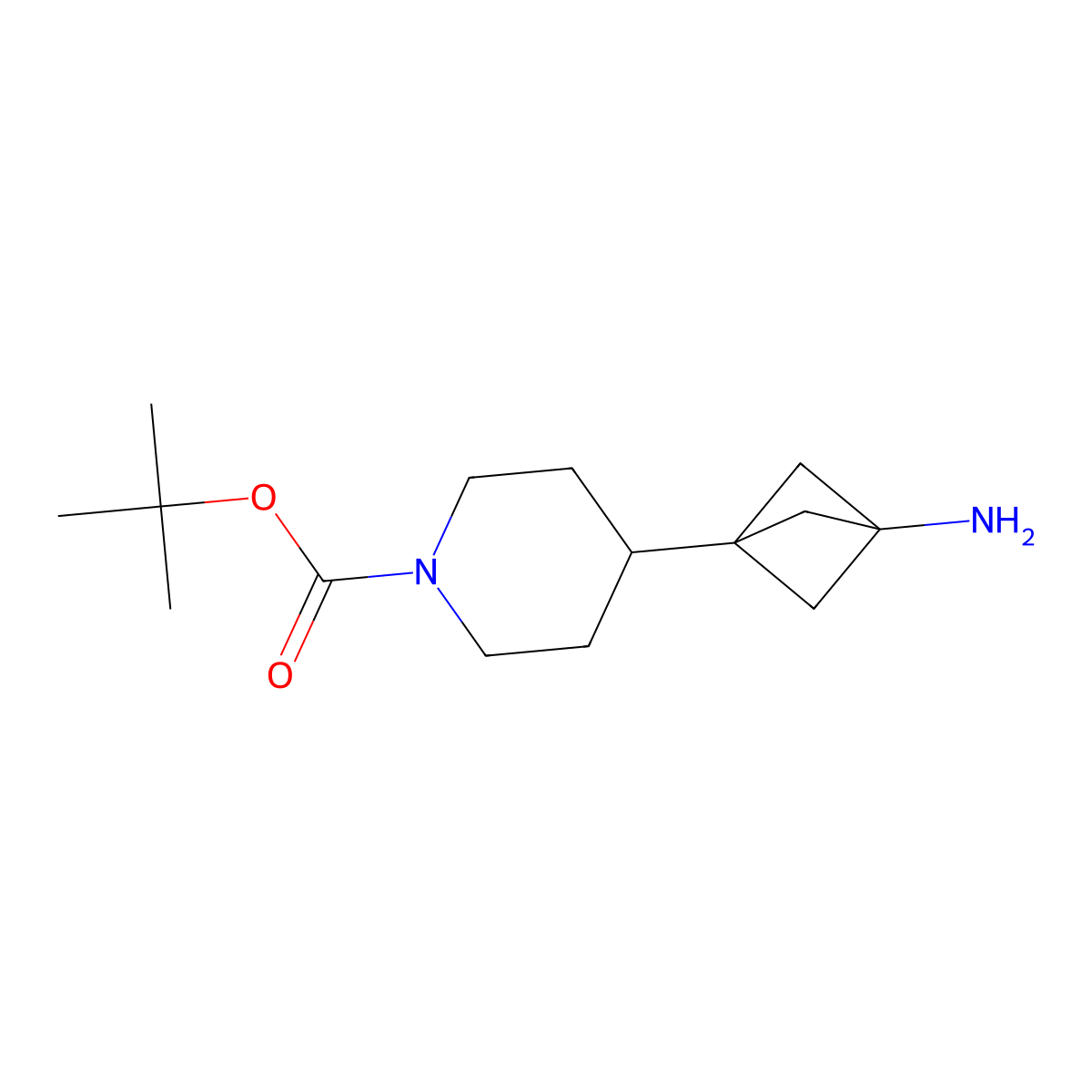 Tert-butyl 4-(3-aminobicyclo(1.1.1)pentan-1-yl)piperidine-1-carboxylate molecular structure, CAS 2770359-53-8