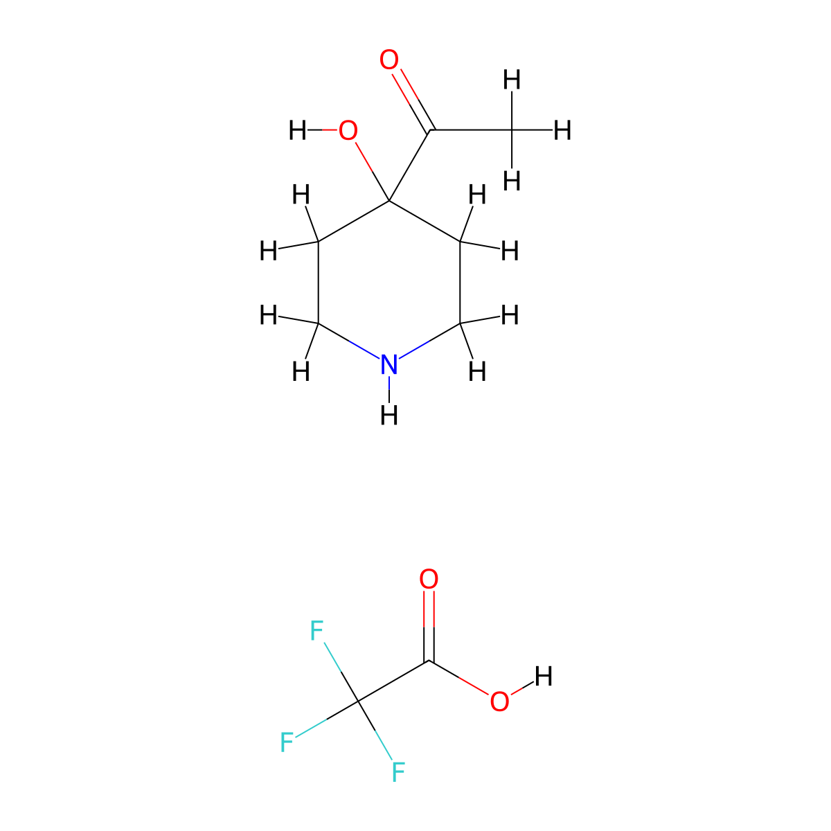 1-(4-Hydroxypiperidin-4-yl)ethan-1-one,trifluoroaceticacid molecular structure, CAS 2770359-67-4