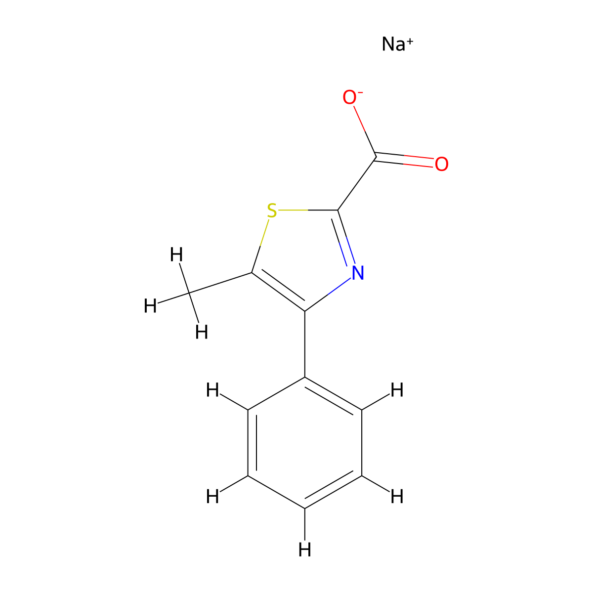 Sodium 5-methyl-4-phenyl-1,3-thiazole-2-carboxylate molecular structure, CAS 2770359-75-4
