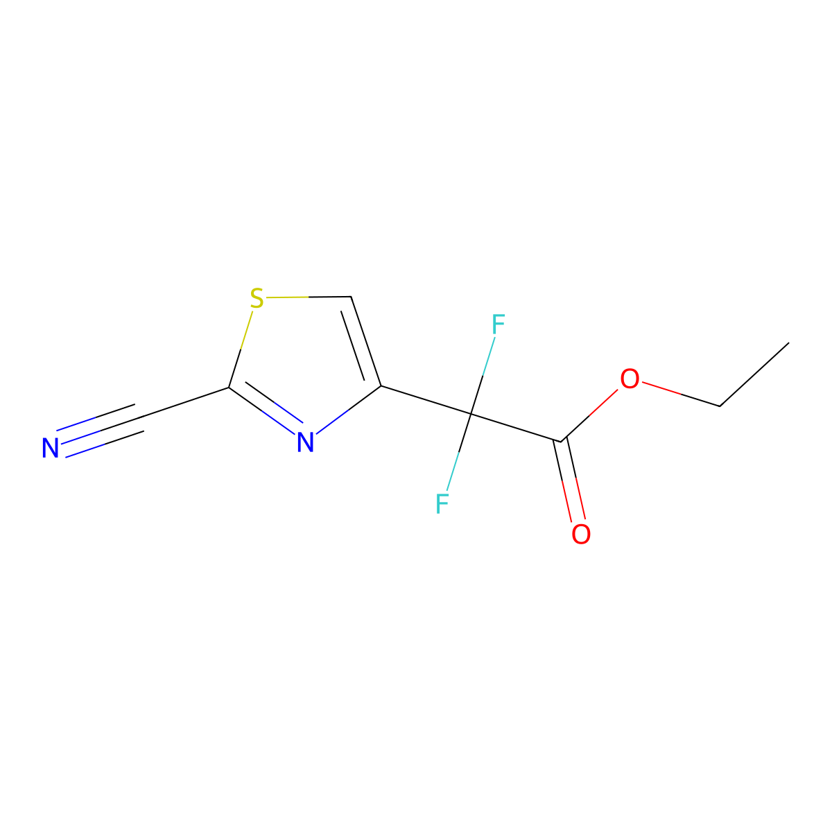Ethyl2-(2-cyano-1,3-thiazol-4-yl)-2,2-difluoroacetate molecular structure, CAS 2770359-76-5