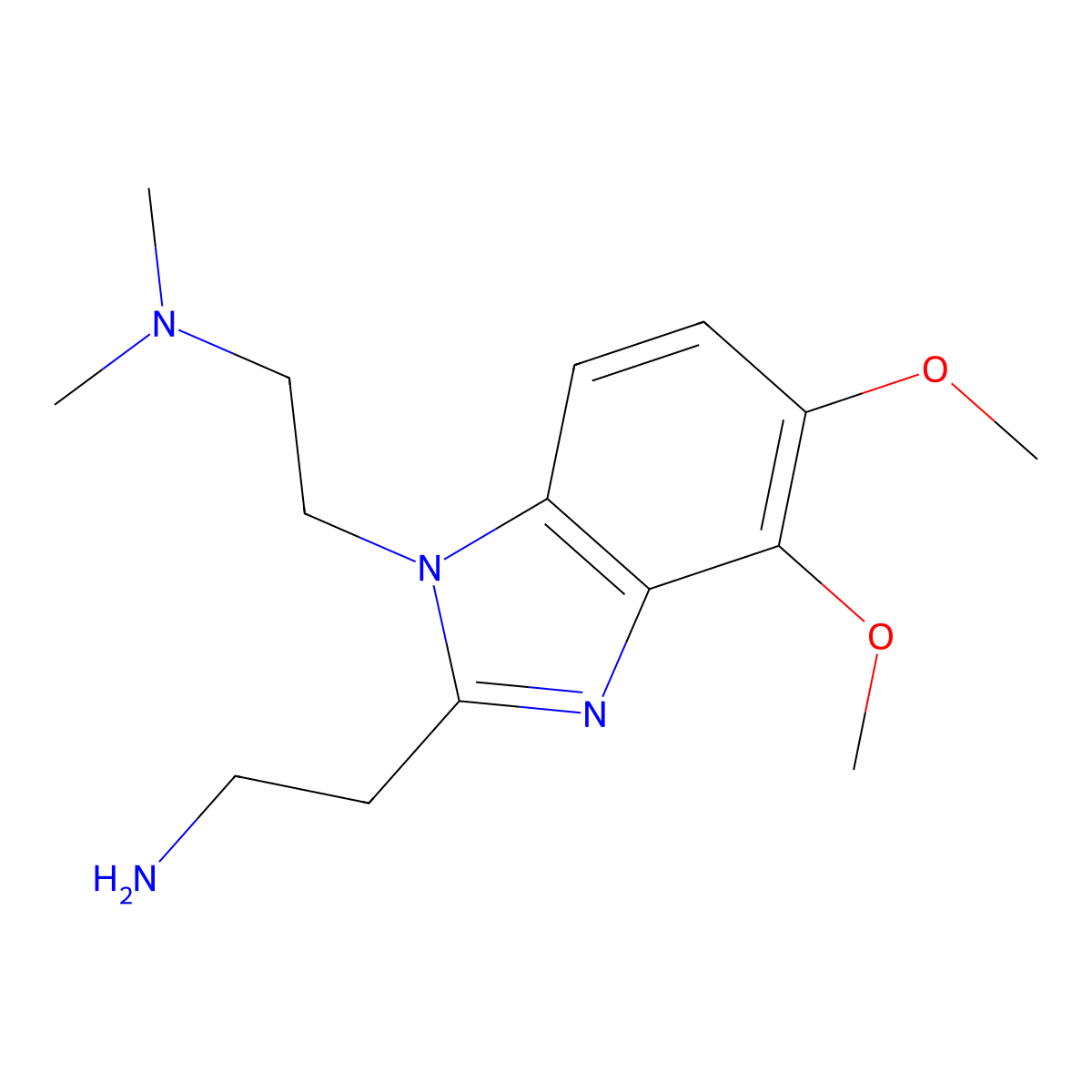 2-{1-[2-(dimethylamino)ethyl]-4,5-dimethoxy-1H-1,3-benzodiazol-2-yl}ethan-1-amine molecular structure, CAS 2770359-77-6