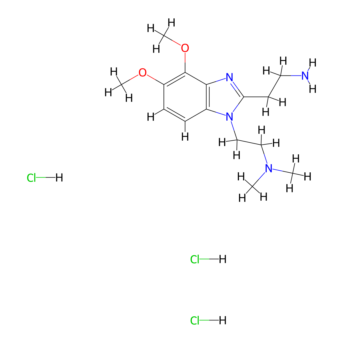 2-{1-[2-(dimethylamino)ethyl]-4,5-dimethoxy-1H-1,3-benzodiazol-2-yl}ethan-1-amine trihydrochloride molecular structure, CAS 2770359-78-7