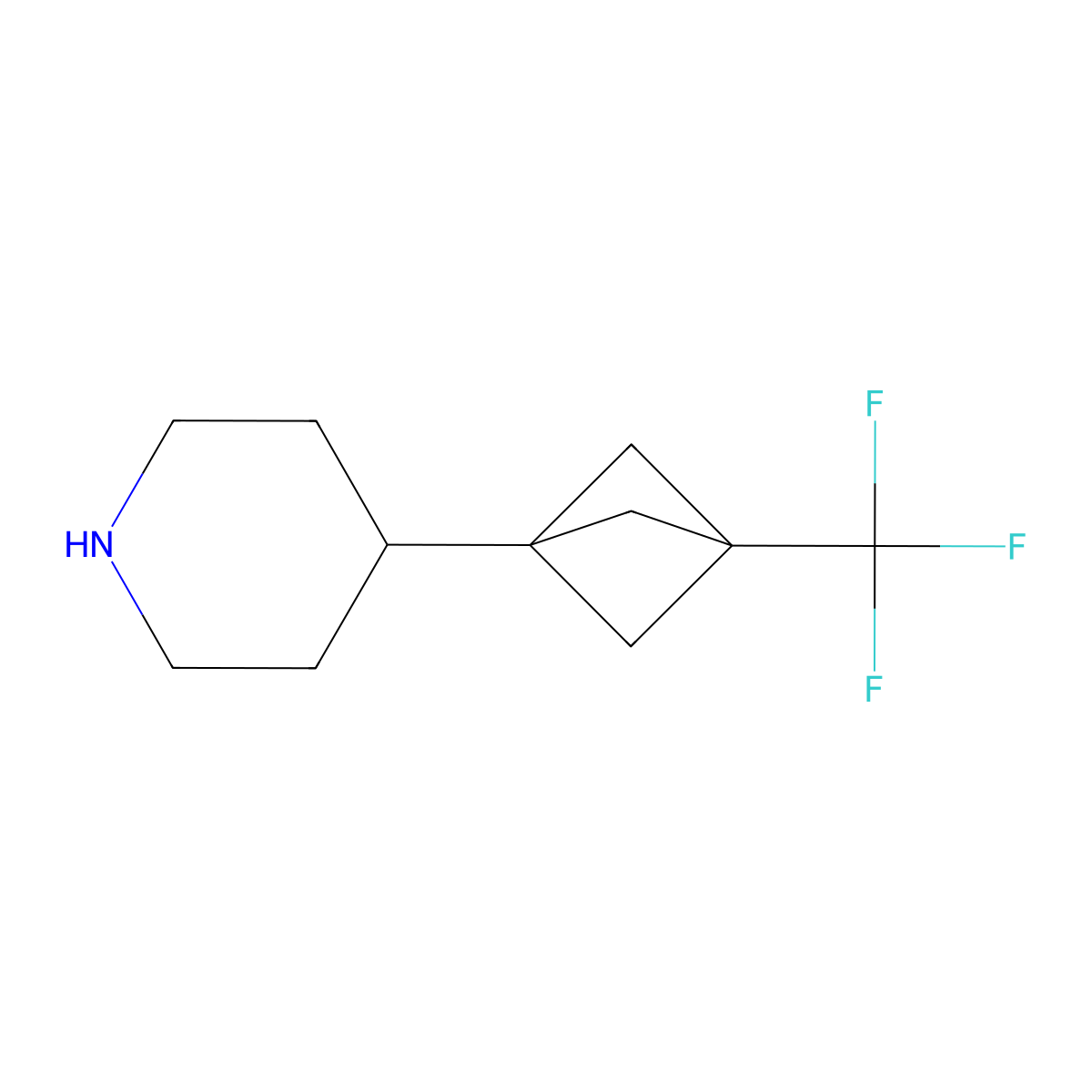 4-[3-(Trifluoromethyl)bicyclo[1.1.1]pentan-1-yl]piperidine molecular structure, CAS 2770359-84-5