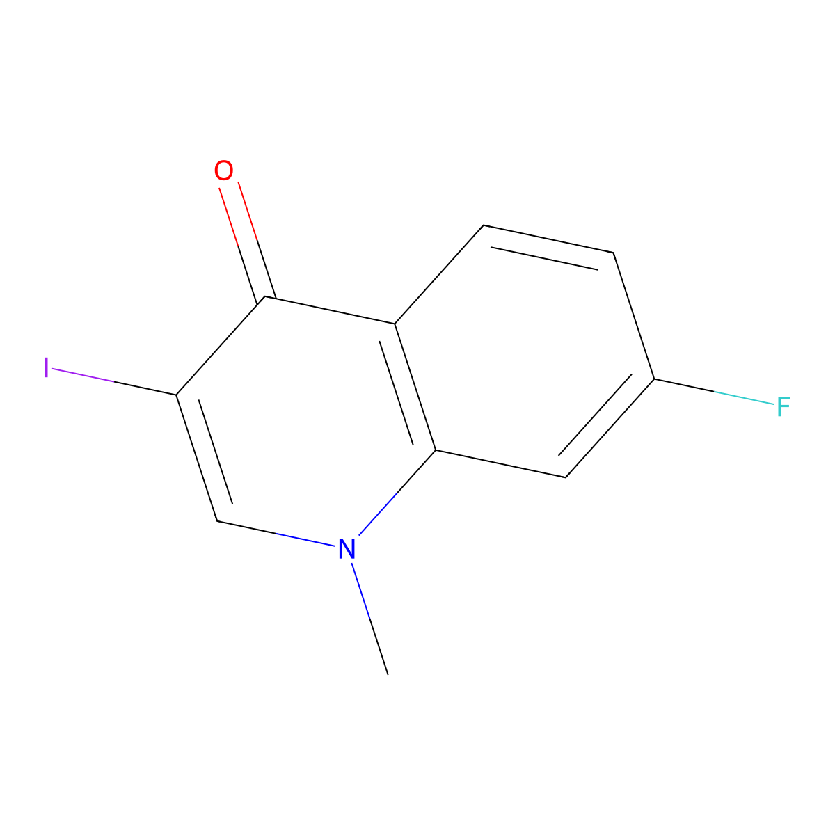 7-Fluoro-3-iodo-1-methyl-1,4-dihydroquinolin-4-one molecular structure, CAS 2770359-92-5