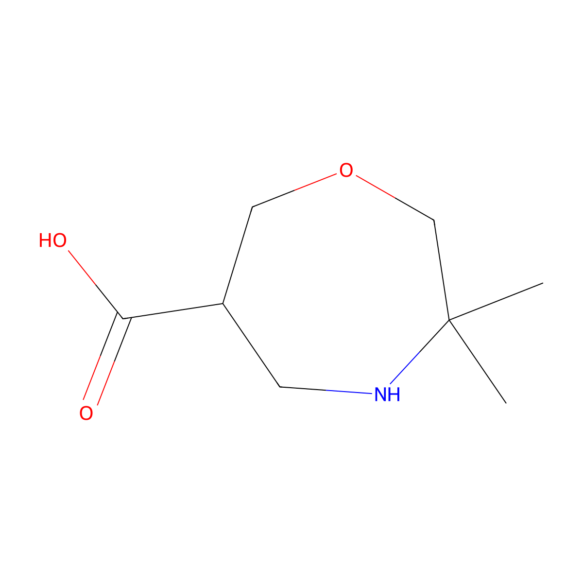 3,3-Dimethyl-1,4-oxazepane-6-carboxylic acid molecular structure, CAS 2770359-93-6