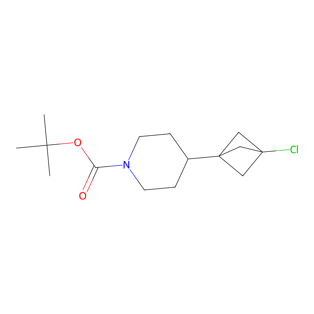 Tert-butyl 4-{3-chlorobicyclo[1.1.1]pentan-1-yl}piperidine-1-carboxylate molecular structure, CAS 2770359-95-8