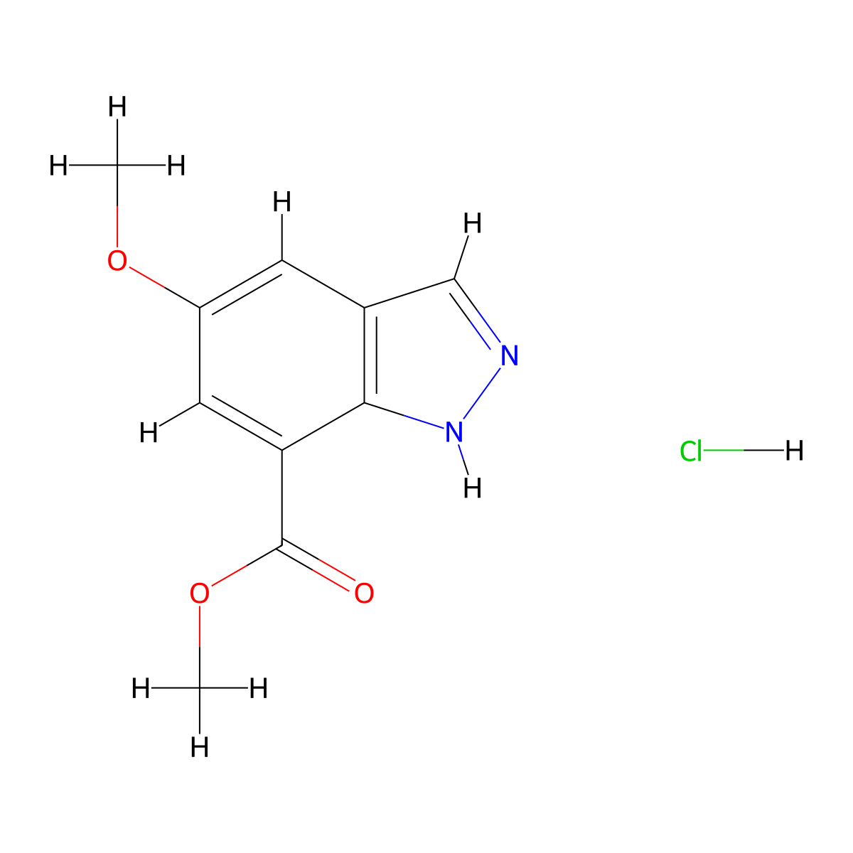 methyl 5-methoxy-1H-indazole-7-carboxylate hydrochloride molecular structure, CAS 2770359-97-0