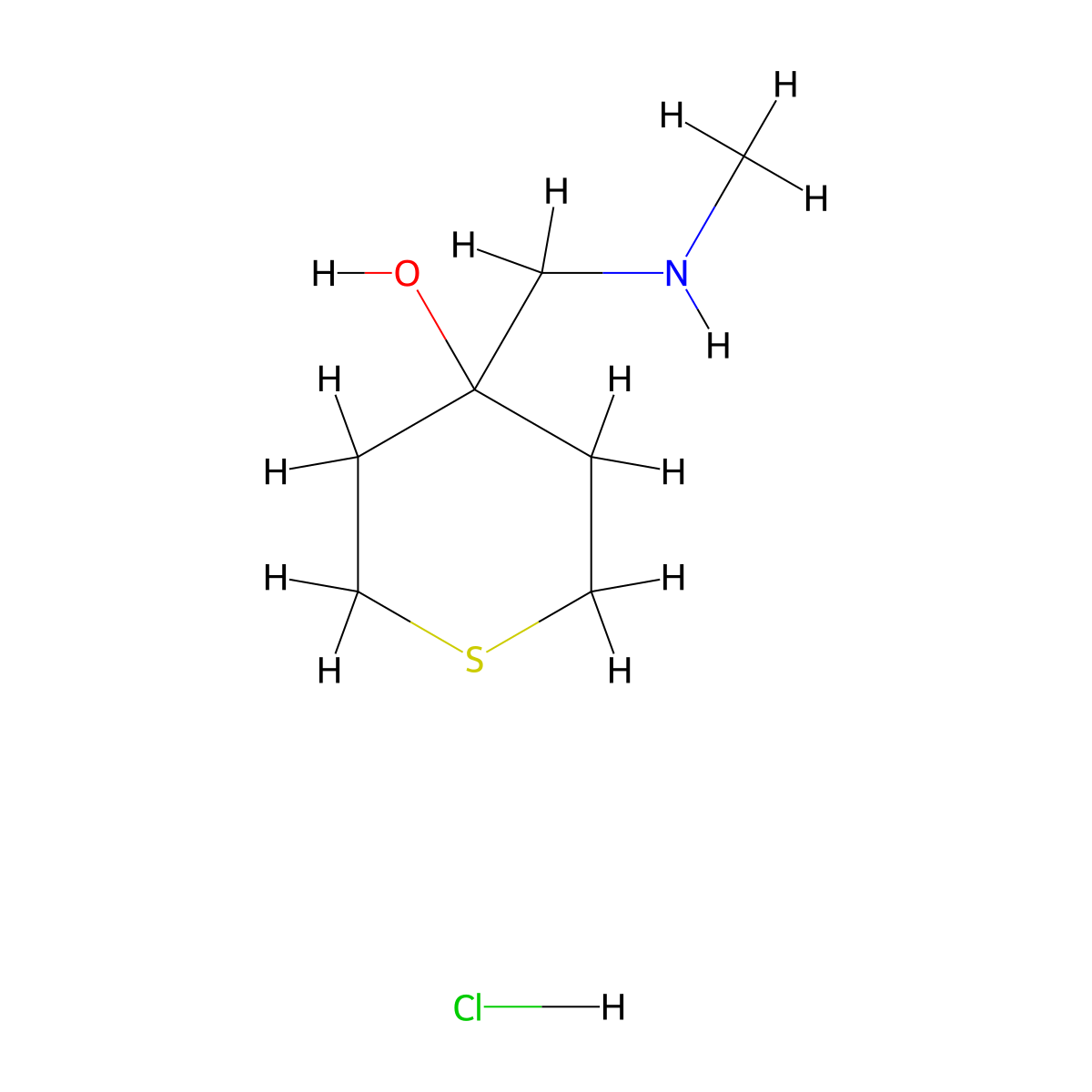 4-[(Methylamino)methyl]thian-4-olhydrochloride molecular structure, CAS 2770360-00-2