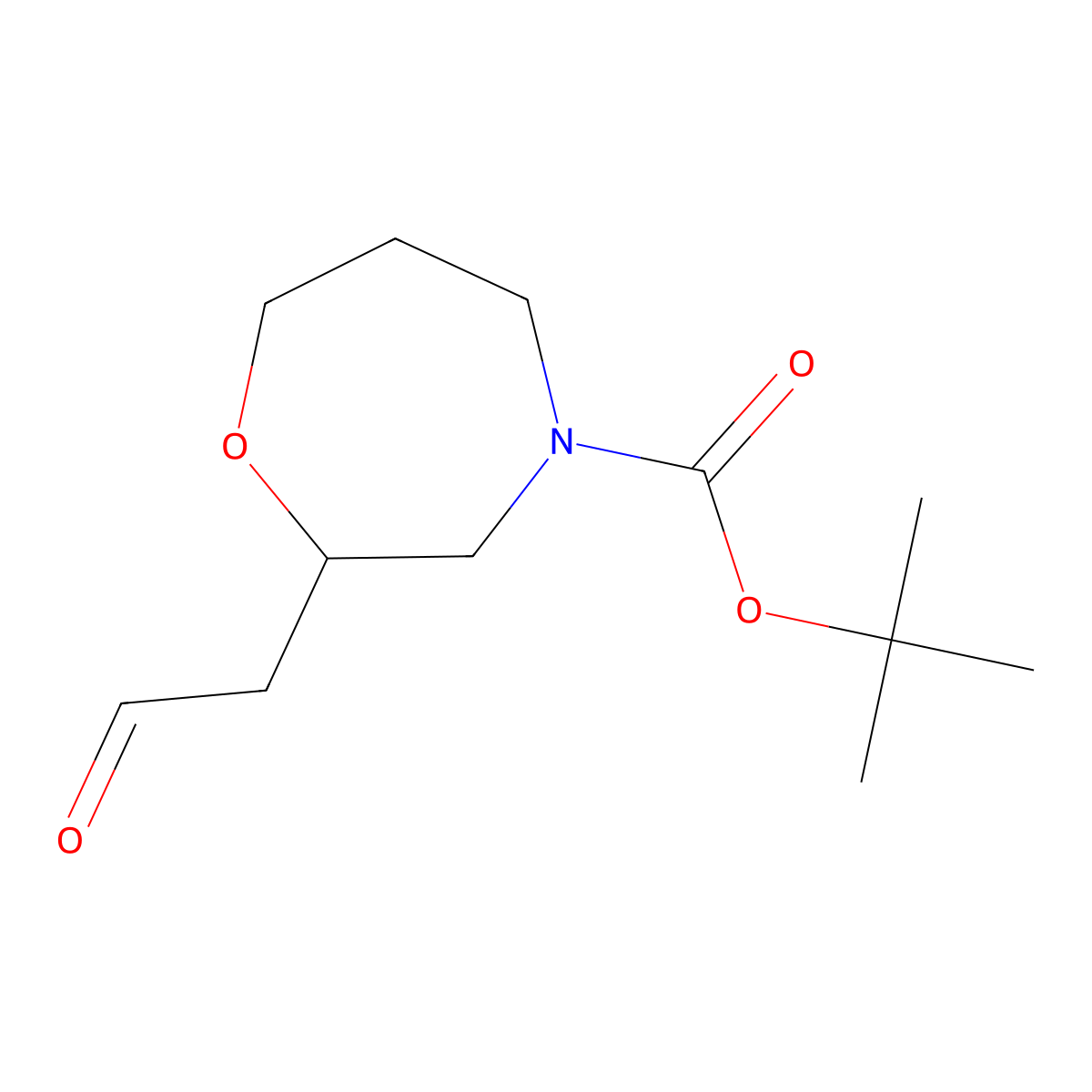 Tert-butyl2-(2-oxoethyl)-1,4-oxazepane-4-carboxylate molecular structure, CAS 2770360-02-4