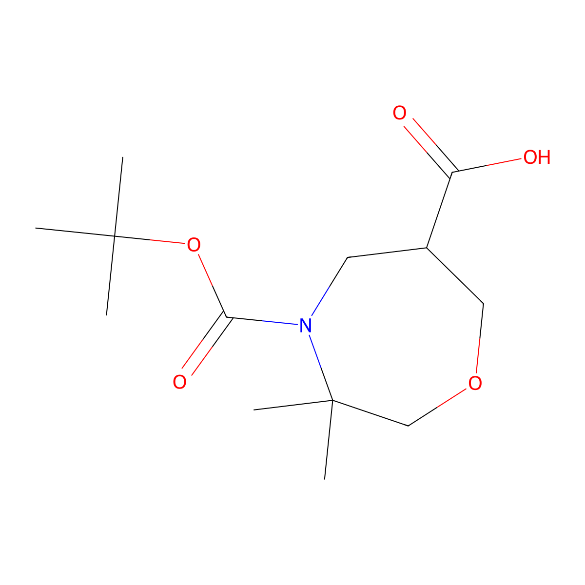 4-Tert-butoxycarbonyl-3,3-dimethyl-1,4-oxazepane-6-carboxylic acid molecular structure, CAS 2770360-11-5
