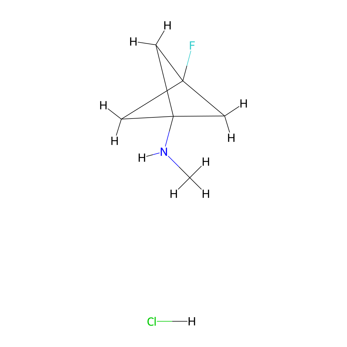 3-fluoro-N-methylbicyclo(1.1.1)pentan-1-amine hydrochloride molecular structure, CAS 2770368-56-2