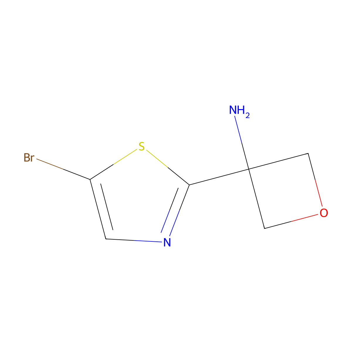3-(5-Bromo-1,3-thiazol-2-yl)oxetan-3-amine molecular structure, CAS 2770368-65-3