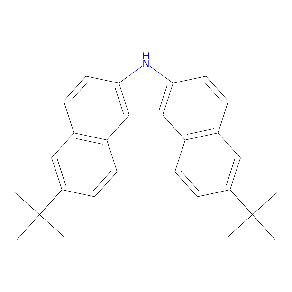 3,11-Di-tert-butyl-7H-dibenzo[c,g]carbazole molecular structure, CAS 2770418-74-9