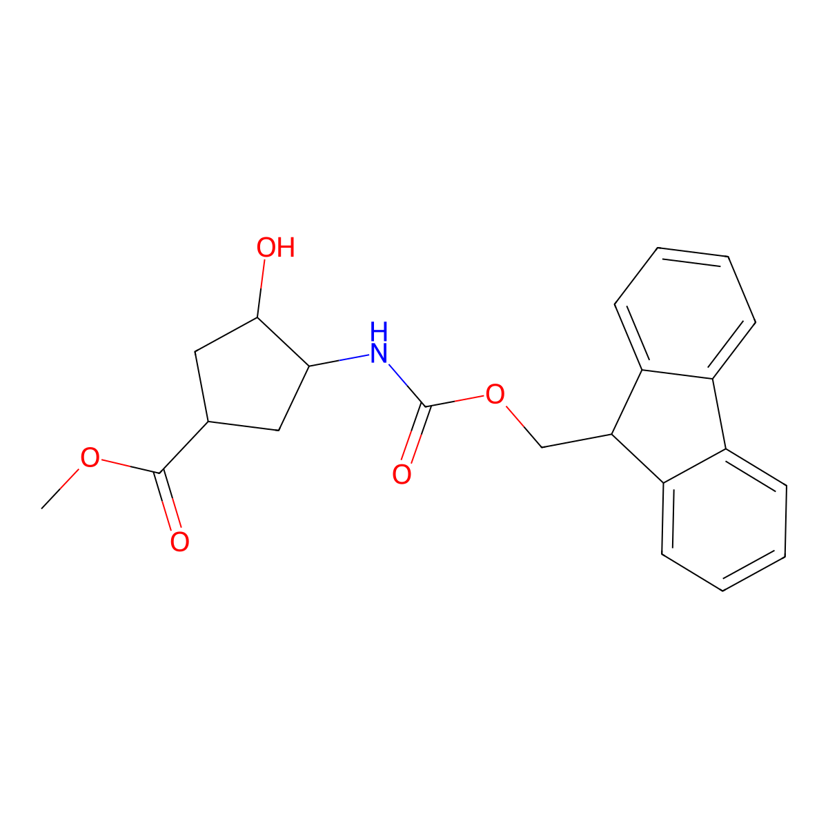 methyl (1S,3R,4R)-3-({[(9H-fluoren-9-yl)methoxy]carbonyl}amino)-4-hydroxycyclopentane-1-carboxylate molecular structure, CAS 2770451-85-7
