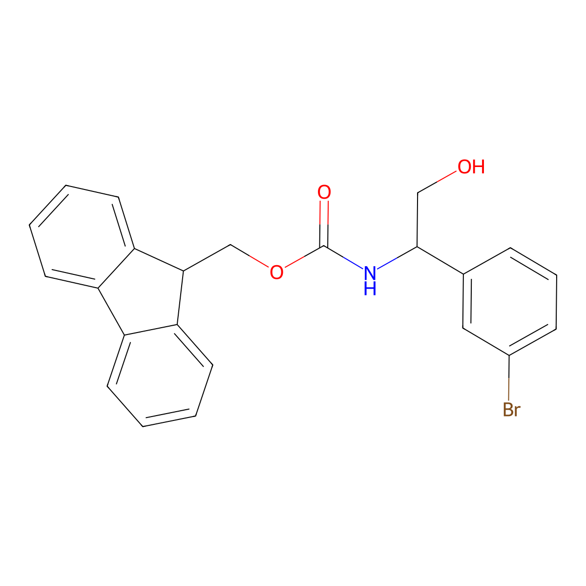 (9H-fluoren-9-yl)methyl N-[(1S)-1-(3-bromophenyl)-2-hydroxyethyl]carbamate molecular structure, CAS 2770451-94-8