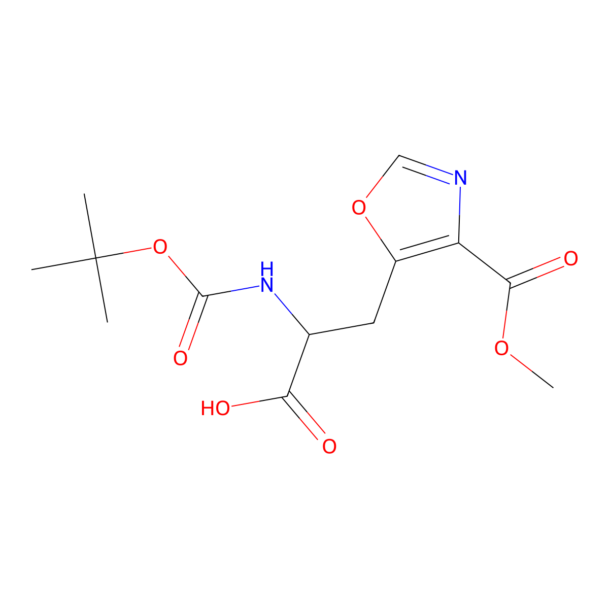 (2S)-2-{[(tert-butoxy)carbonyl]amino}-3-[4-(methoxycarbonyl)-1,3-oxazol-5-yl]propanoic acid molecular structure, CAS 2770452-02-1