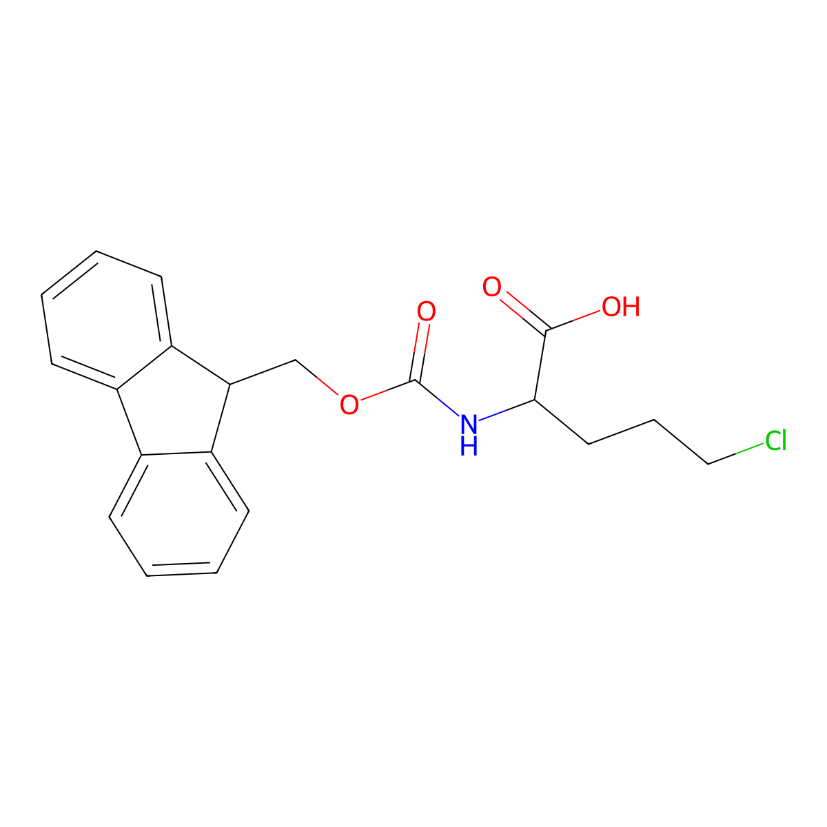 (2S)-5-chloro-2-({[(9H-fluoren-9-yl)methoxy]carbonyl}amino)pentanoic acid molecular structure, CAS 2770452-38-3