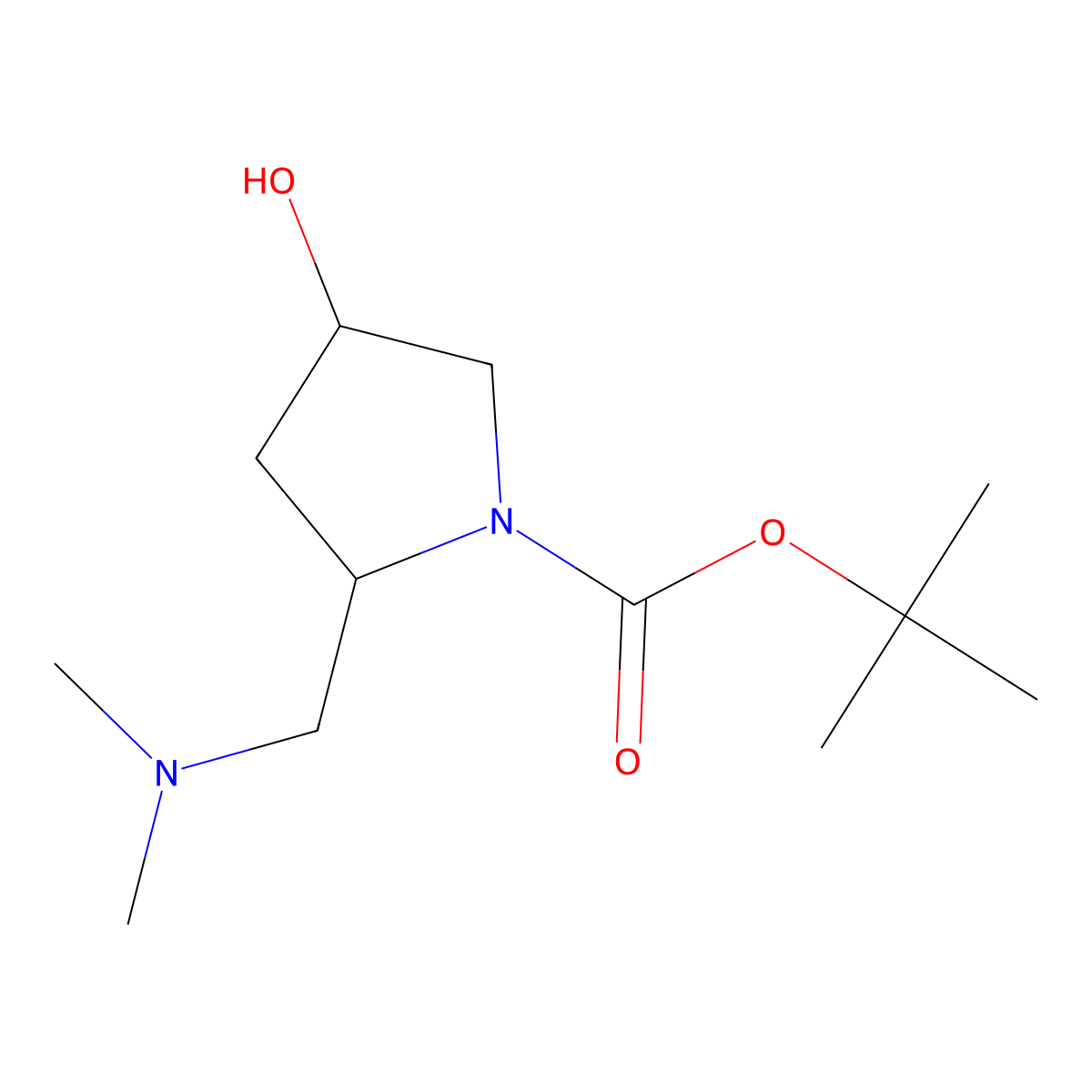 tert-butyl (2R,4S)-2-[(dimethylamino)methyl]-4-hydroxypyrrolidine-1-carboxylate molecular structure, CAS 2770452-55-4