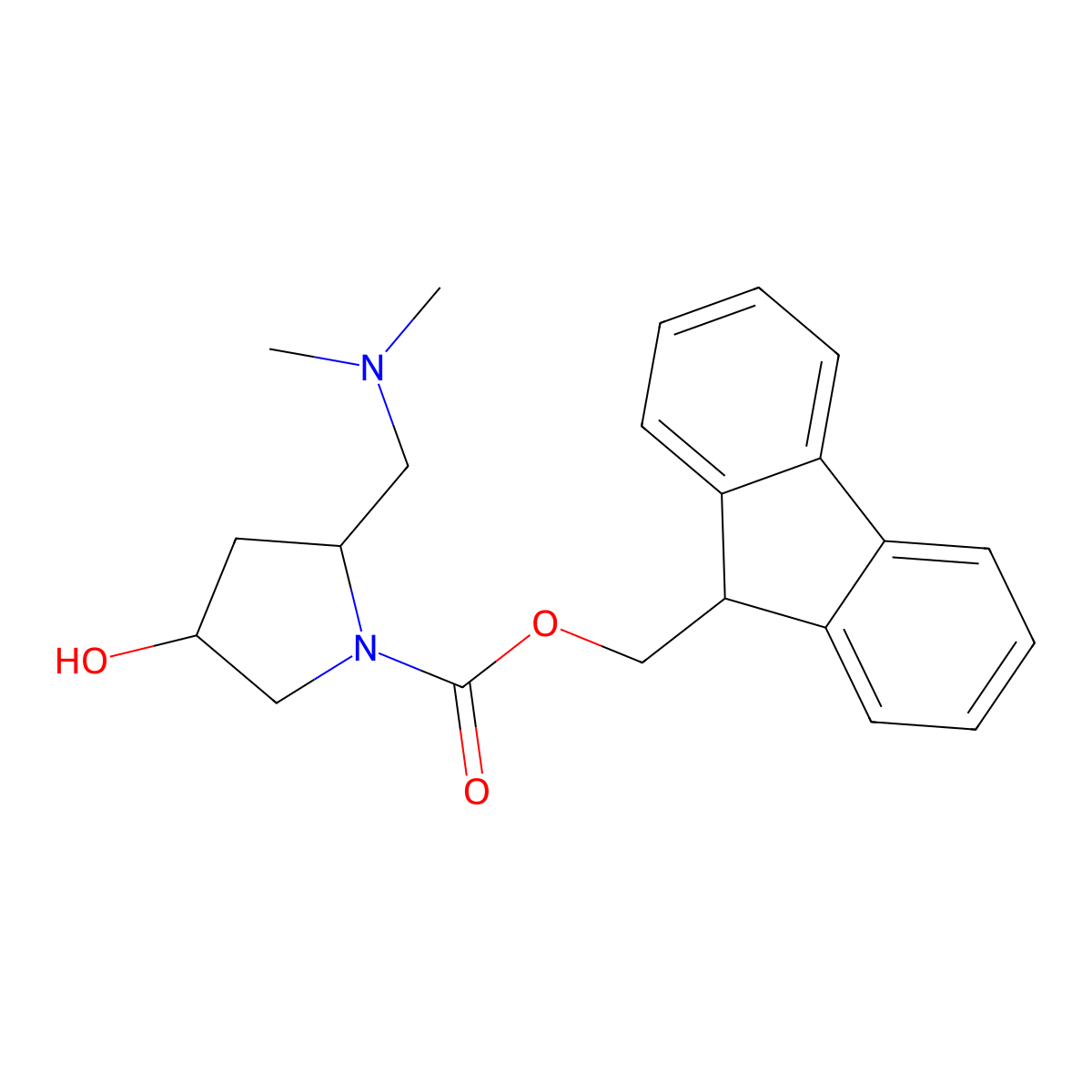 (9H-fluoren-9-yl)methyl (2R,4S)-2-[(dimethylamino)methyl]-4-hydroxypyrrolidine-1-carboxylate molecular structure, CAS 2770452-67-8
