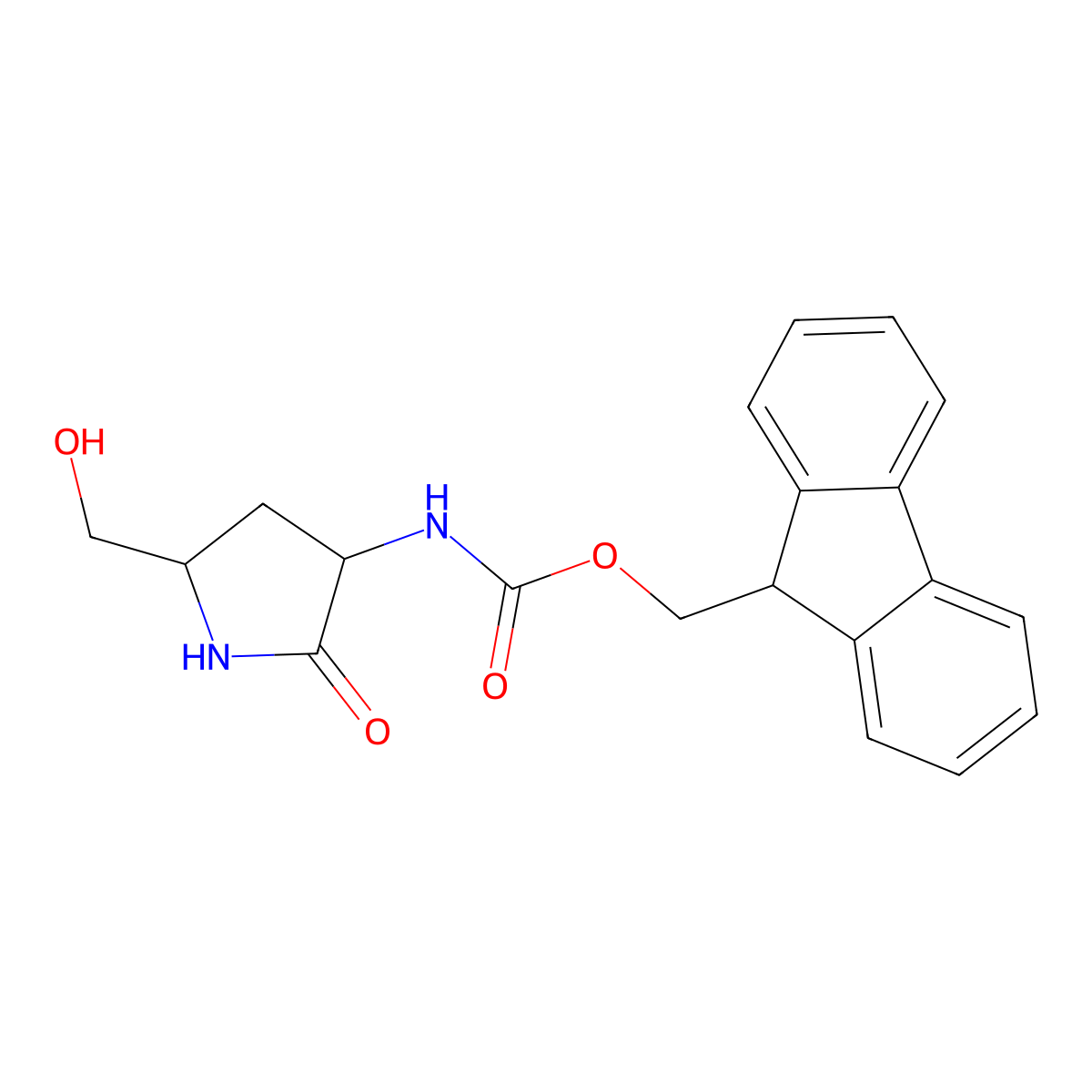 (9H-fluoren-9-yl)methyl N-[(3R,5R)-5-(hydroxymethyl)-2-oxopyrrolidin-3-yl]carbamate molecular structure, CAS 2770452-89-4