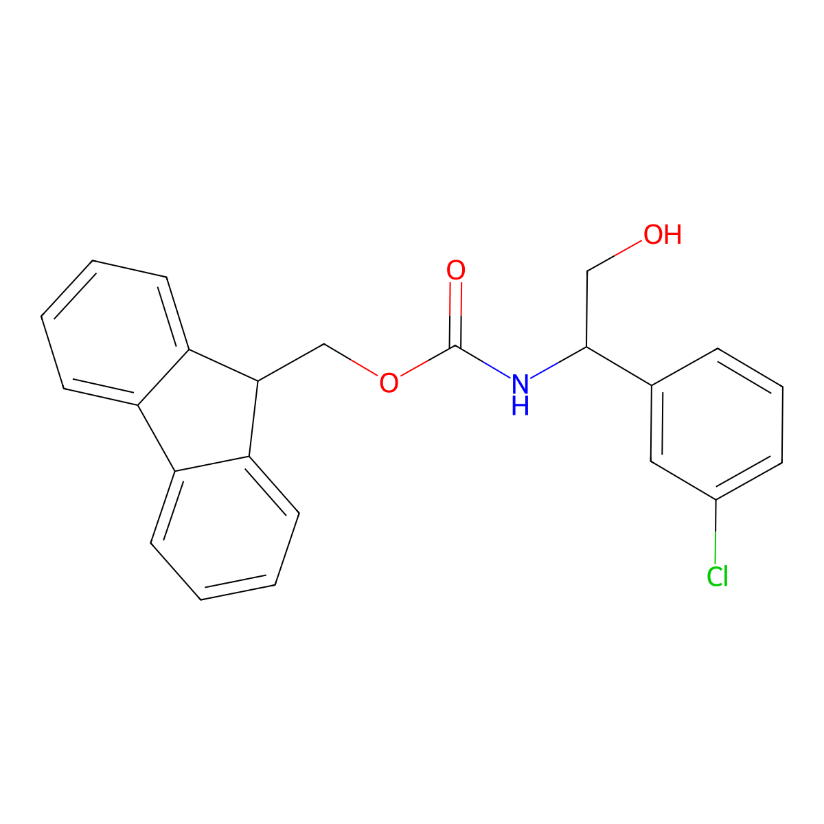 (9H-fluoren-9-yl)methyl N-[(1R)-1-(3-chlorophenyl)-2-hydroxyethyl]carbamate molecular structure, CAS 2770452-90-7