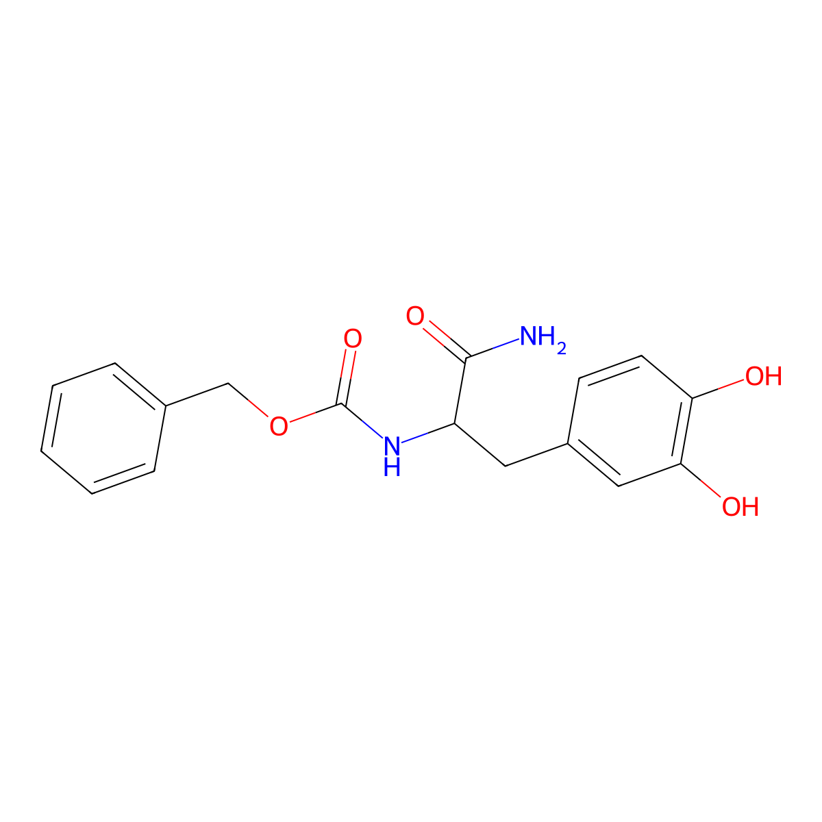 benzyl N-[(1S)-1-carbamoyl-2-(3,4-dihydroxyphenyl)ethyl]carbamate molecular structure, CAS 2770453-08-0