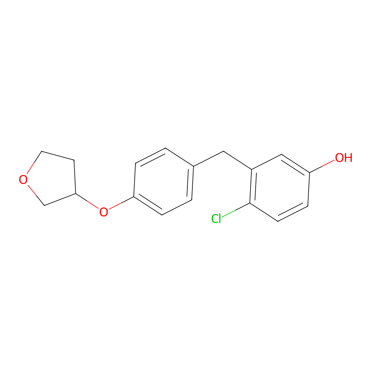 4-Chloro-3-[[4-[[(3S)-tetrahydro-3-furanyl]oxy]phenyl]methyl]phenol molecular structure, CAS 2770456-61-4