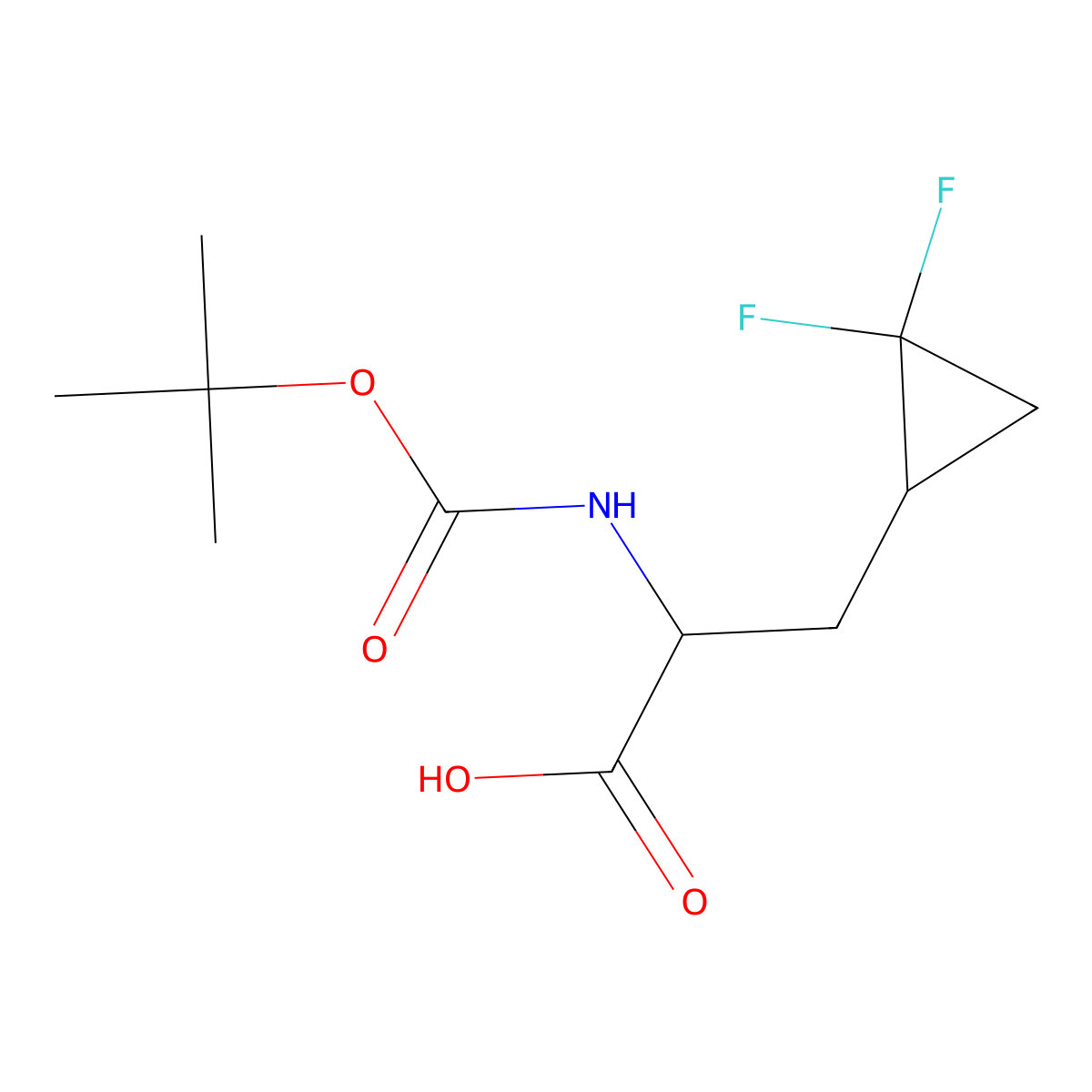 (2R)-2-{[(tert-butoxy)carbonyl]amino}-3-(2,2-difluorocyclopropyl)propanoic acid molecular structure, CAS 2770475-02-8