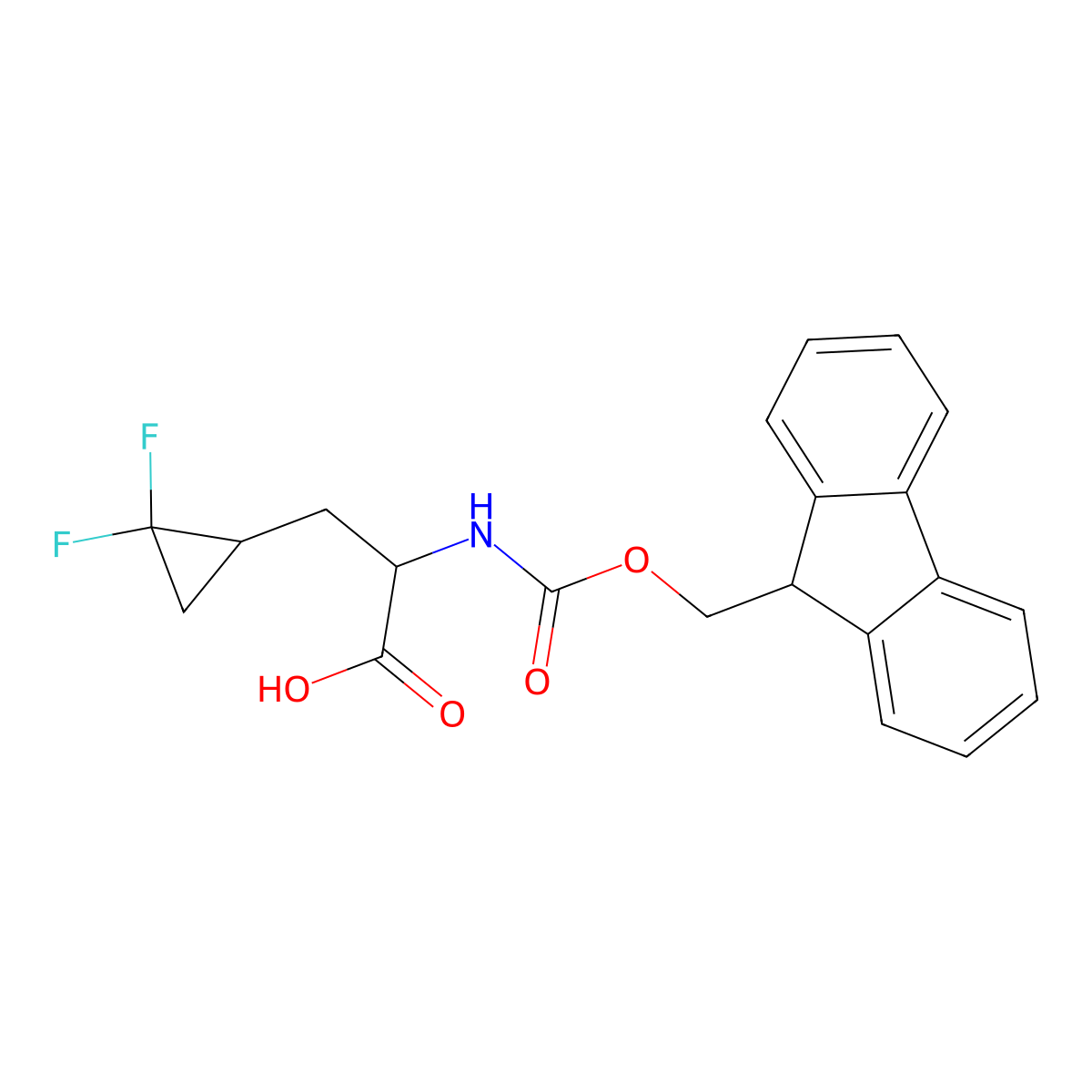 (2R)-3-(2,2-difluorocyclopropyl)-2-({[(9H-fluoren-9-yl)methoxy]carbonyl}amino)propanoic acid molecular structure, CAS 2770475-04-0