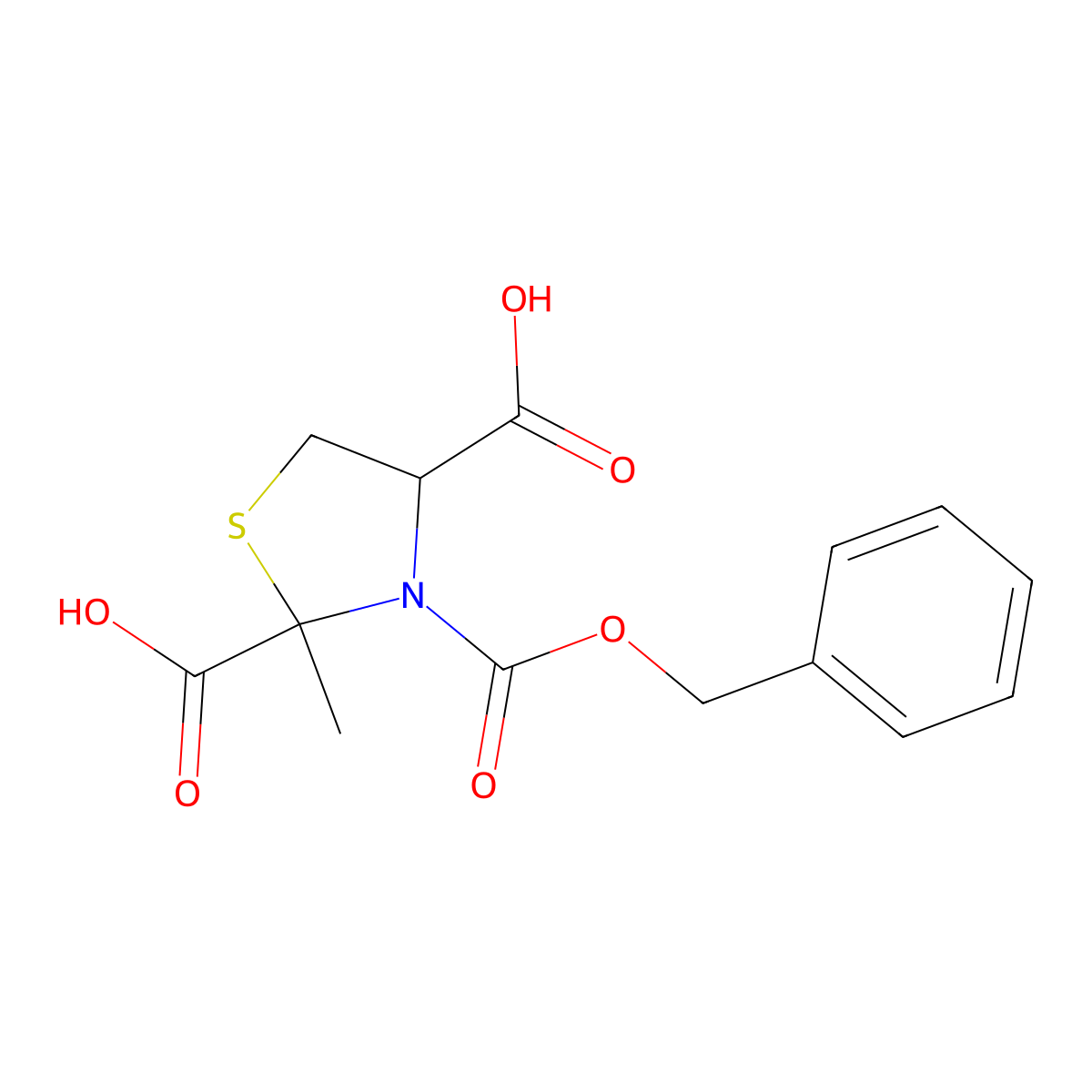 (4R)-3-[(benzyloxy)carbonyl]-2-methyl-1,3-thiazolidine-2,4-dicarboxylic acid molecular structure, CAS 2770475-08-4