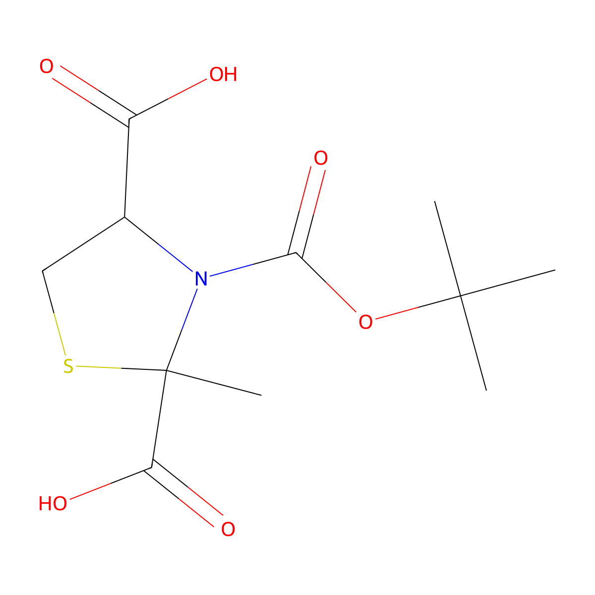 (4R)-3-[(tert-butoxy)carbonyl]-2-methyl-1,3-thiazolidine-2,4-dicarboxylic acid molecular structure, CAS 2770475-09-5
