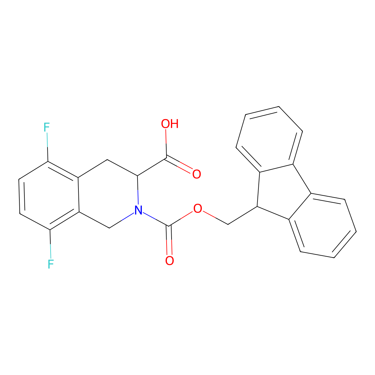 2-{[(9H-fluoren-9-yl)methoxy]carbonyl}-5,8-difluoro-1,2,3,4-tetrahydroisoquinoline-3-carboxylic acid molecular structure, CAS 2770486-30-9