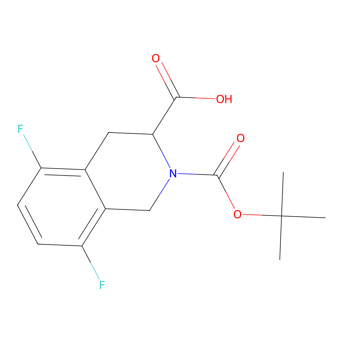 2-[(Tert-butoxy)carbonyl]-5,8-difluoro-1,2,3,4-tetrahydroisoquinoline-3-carboxylic acid molecular structure, CAS 2770486-32-1