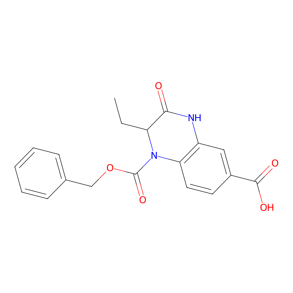 1-[(Benzyloxy)carbonyl]-2-ethyl-3-oxo-1,2,3,4-tetrahydroquinoxaline-6-carboxylic acid molecular structure, CAS 2770486-44-5