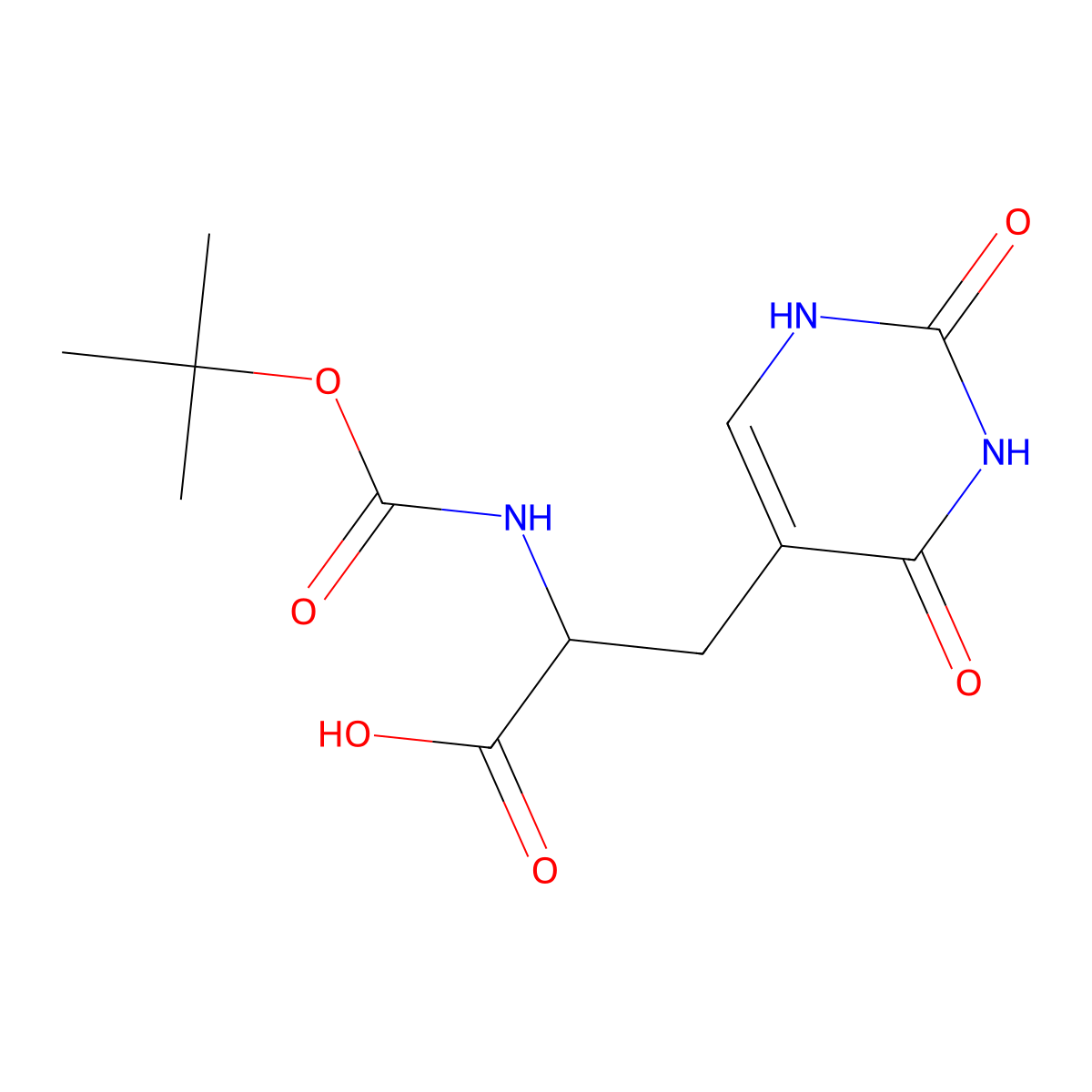 2-{[(Tert-butoxy)carbonyl]amino}-3-(2,4-dioxo-1,2,3,4-tetrahydropyrimidin-5-yl)propanoic acid molecular structure, CAS 2770486-46-7