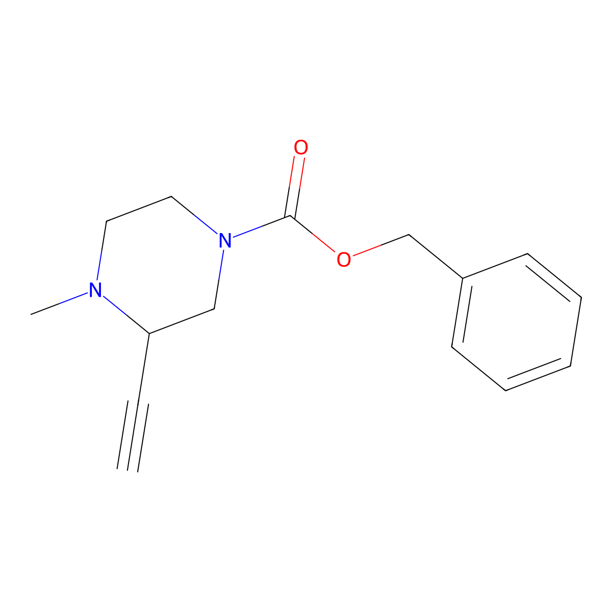 Benzyl 3-ethynyl-4-methylpiperazine-1-carboxylate molecular structure, CAS 2770486-51-4