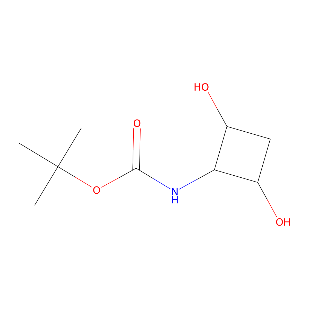 tert-butyl N-(2,4-dihydroxycyclobutyl)carbamate molecular structure, CAS 2770486-55-8