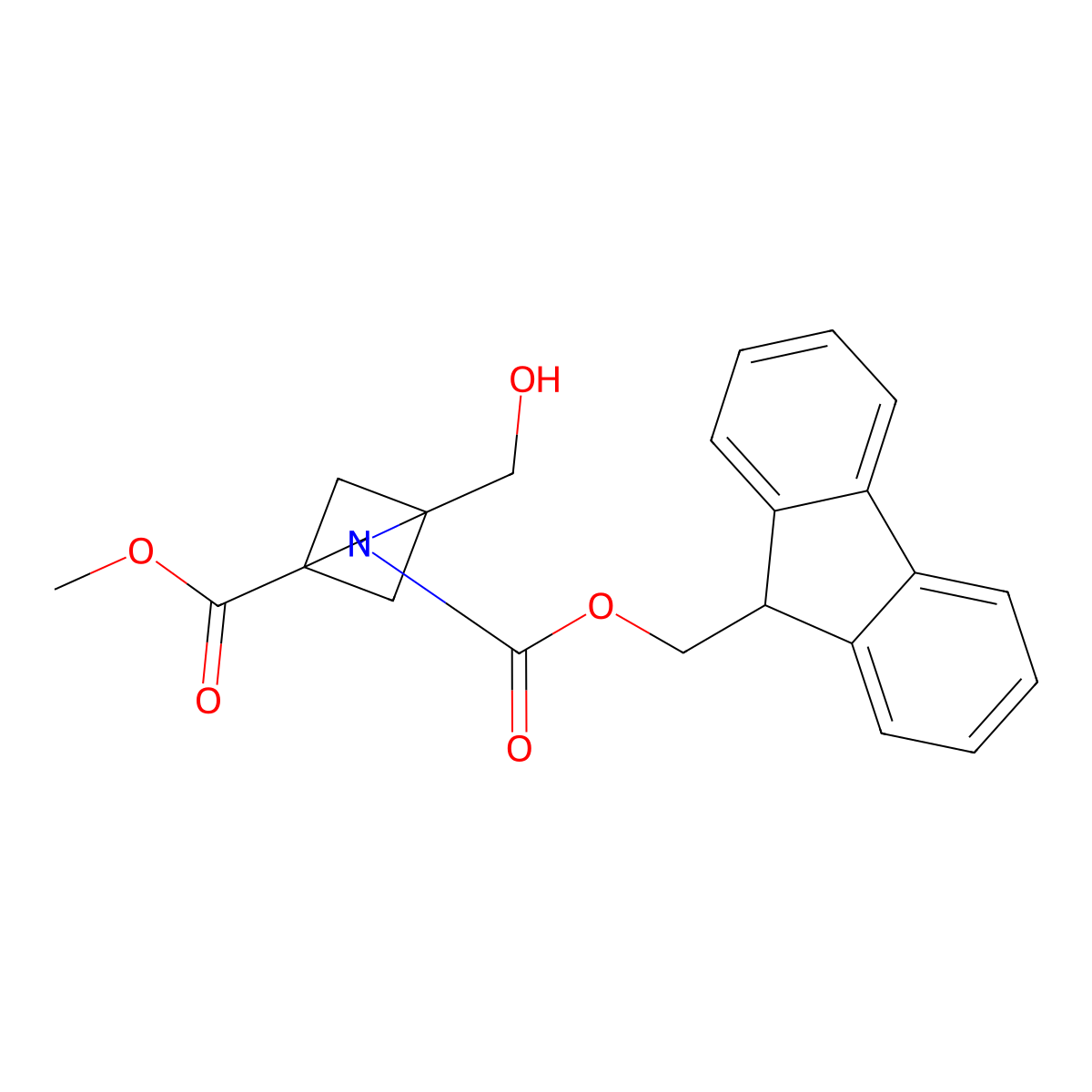 2-(9H-fluoren-9-yl)methyl 4-methyl 1-(hydroxymethyl)-2-azabicyclo[2.1.1]hexane-2,4-dicarboxylate molecular structure, CAS 2770486-57-0
