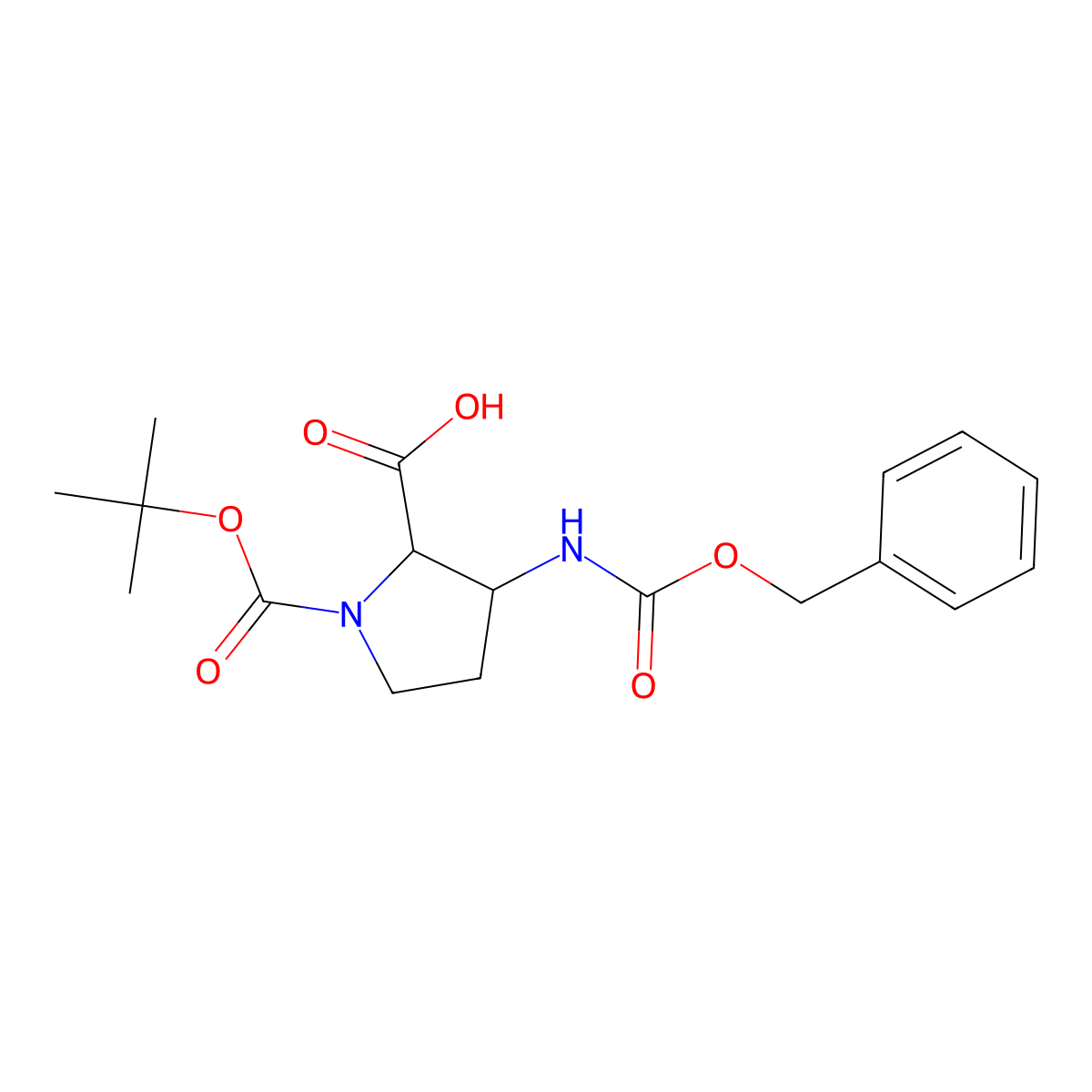 3-Benzyloxycarbonylamino-pyrrolidine-1,2-dicarboxylic acid 1-tert-butyl ester molecular structure, CAS 2770486-87-6