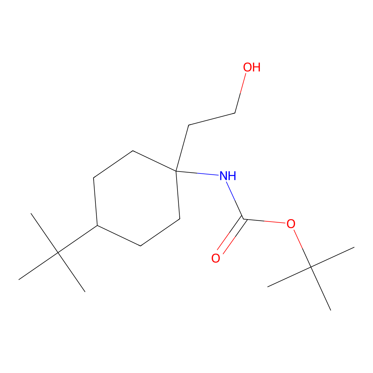 tert-butyl N-[4-tert-butyl-1-(2-hydroxyethyl)cyclohexyl]carbamate molecular structure, CAS 2770486-97-8