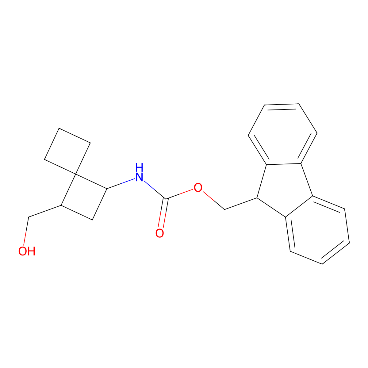 (9H-fluoren-9-yl)methyl N-[3-(hydroxymethyl)spiro[3.3]heptan-1-yl]carbamate molecular structure, CAS 2770487-08-4