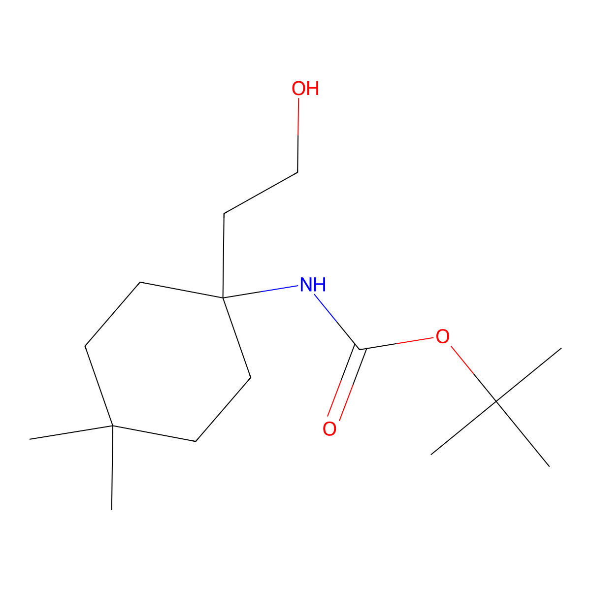 tert-butyl N-[1-(2-hydroxyethyl)-4,4-dimethylcyclohexyl]carbamate molecular structure, CAS 2770487-20-0